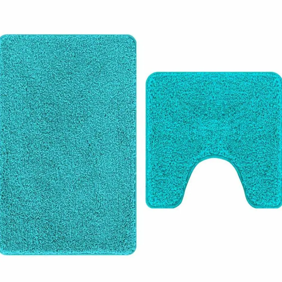 vidaXL Ensemble de tapis de bain antidérapants 2 pcs Turquoise PP