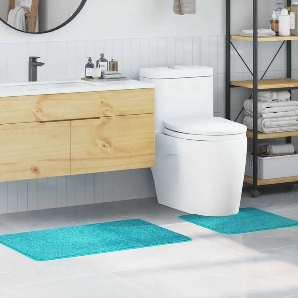 vidaXL Ensemble de tapis de bain antidérapants 2 pcs Turquoise PP
