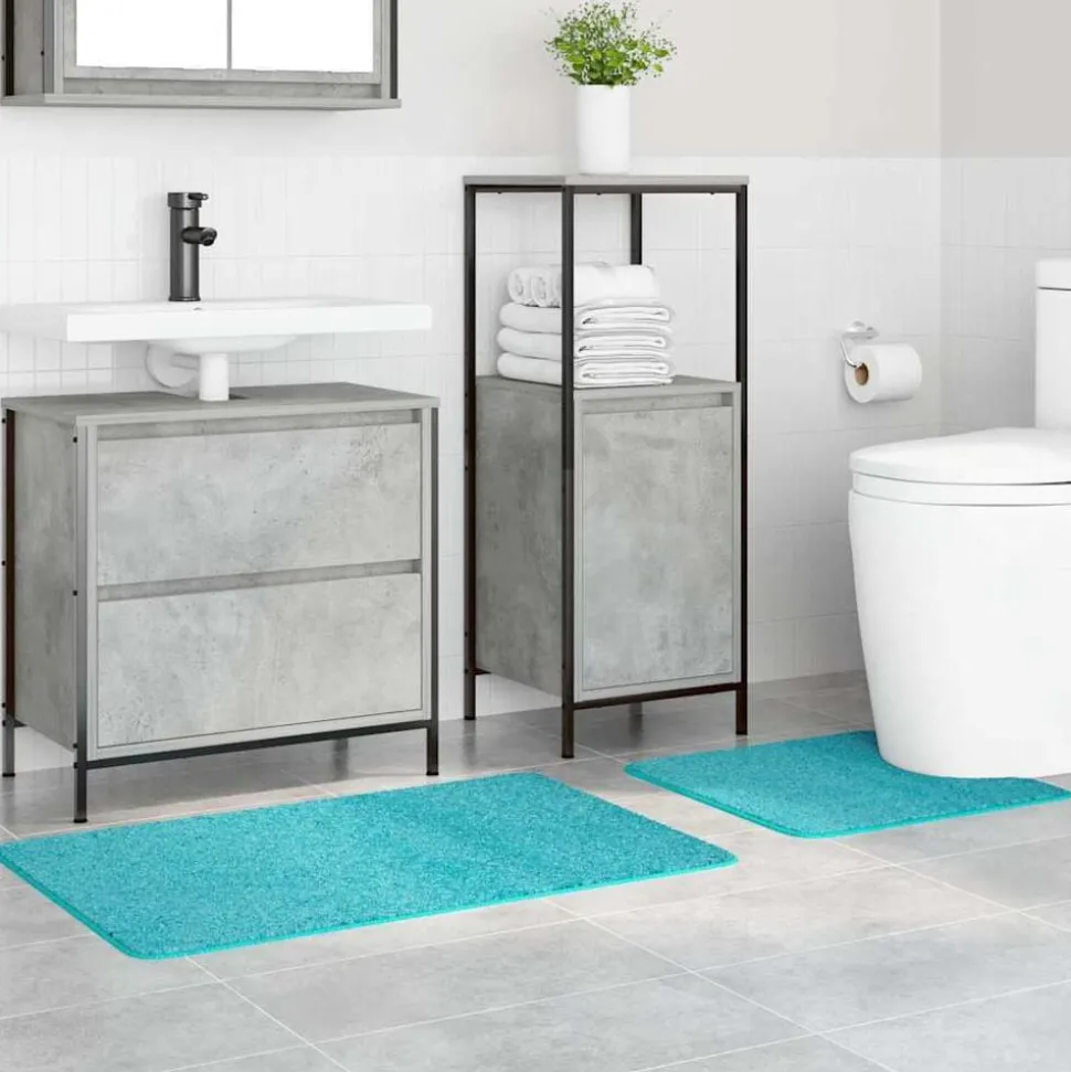 vidaXL Ensemble de tapis de bain antidérapants 2 pcs Turquoise PP