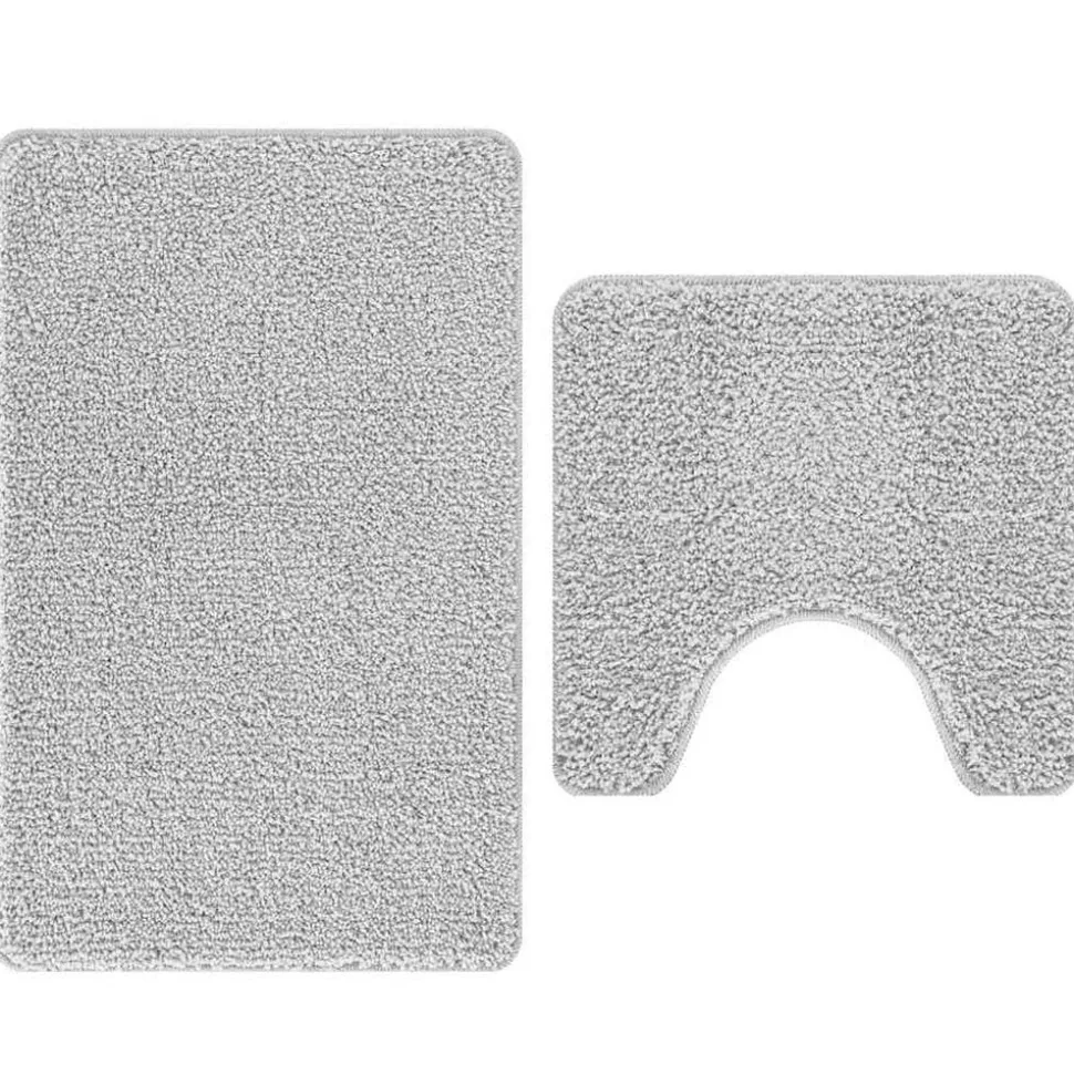 vidaXL Ensemble de tapis de bain antidérapants 2 pcs Gris PP