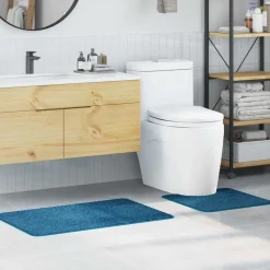 vidaXL Ensemble de tapis de bain antidérapants 2 pcs Bleu PP