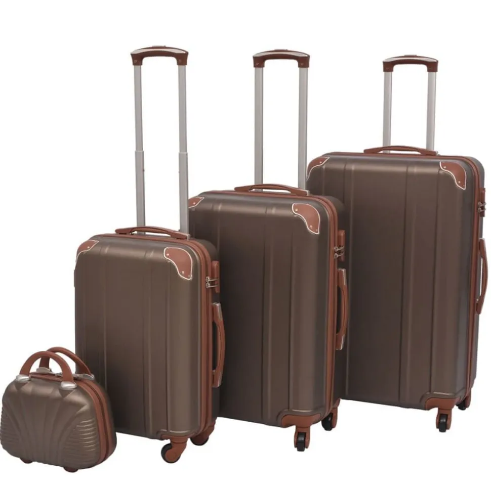 vidaXL Ensemble de valises à roulettes quatre pièces couleur café