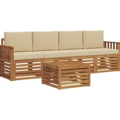 vidaXL Ensembles de canapés avec coussin 5 pcs Naturel et Beige
