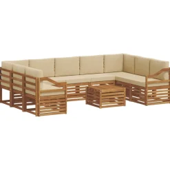 vidaXL Ensembles de canapés avec coussin 10 pcs Naturel et Beige