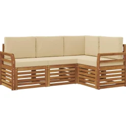 vidaXL Ensembles de canapés avec coussin 4 pcs Naturel et Beige