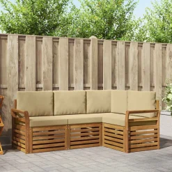 vidaXL Ensembles de canapés avec coussin 4 pcs Naturel et Beige