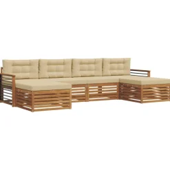 vidaXL Ensembles de canapés avec coussin 6 pcs Naturel et Beige