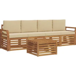 vidaXL Ensembles de canapés avec coussin 5 pcs Naturel et Beige