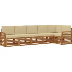 vidaXL Ensembles de canapés avec coussin 6 pcs Naturel et Beige