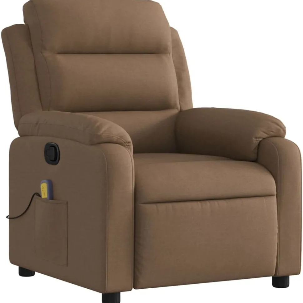 vidaXL Fauteuil de massage inclinable Marron Tissu