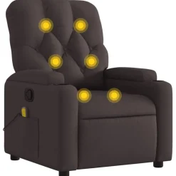 vidaXL Fauteuil de massage inclinable Marron foncé Tissu