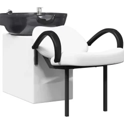 vidaXL Fauteuil de shampooing Blanc et Noir 136 x 60 x 92 cm PVC