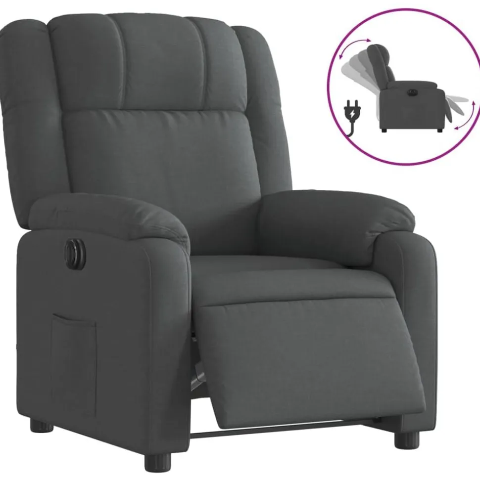 vidaXL Fauteuil inclinable électrique Gris foncé Tissu