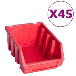 vidaXL Kit de bacs de stockage et panneaux muraux 96 pcs Rouge et noir