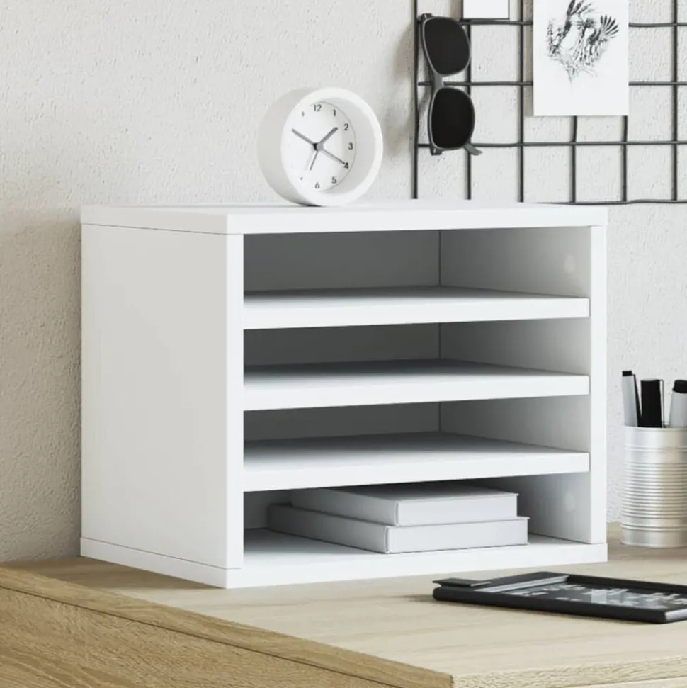 vidaXL Organisateur de bureau blanc 36x26x29,5 cm bois d'ingénierie