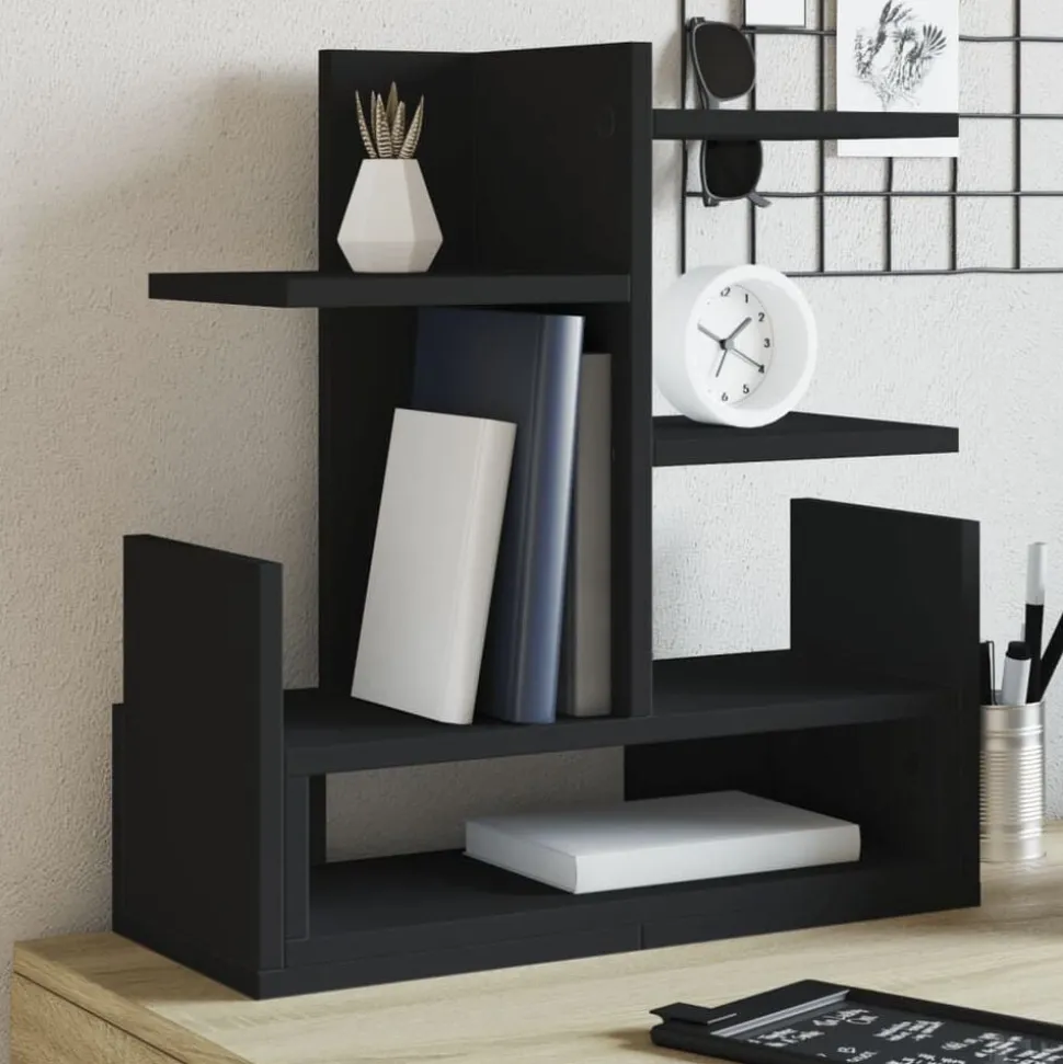vidaXL Organisateur de bureau noir 49x20x52,5 cm bois d'ingénierie