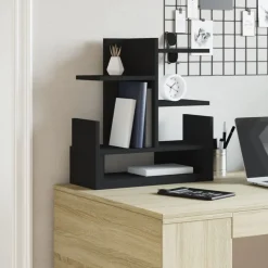 vidaXL Organisateur de bureau noir 49x20x52,5 cm bois d'ingénierie