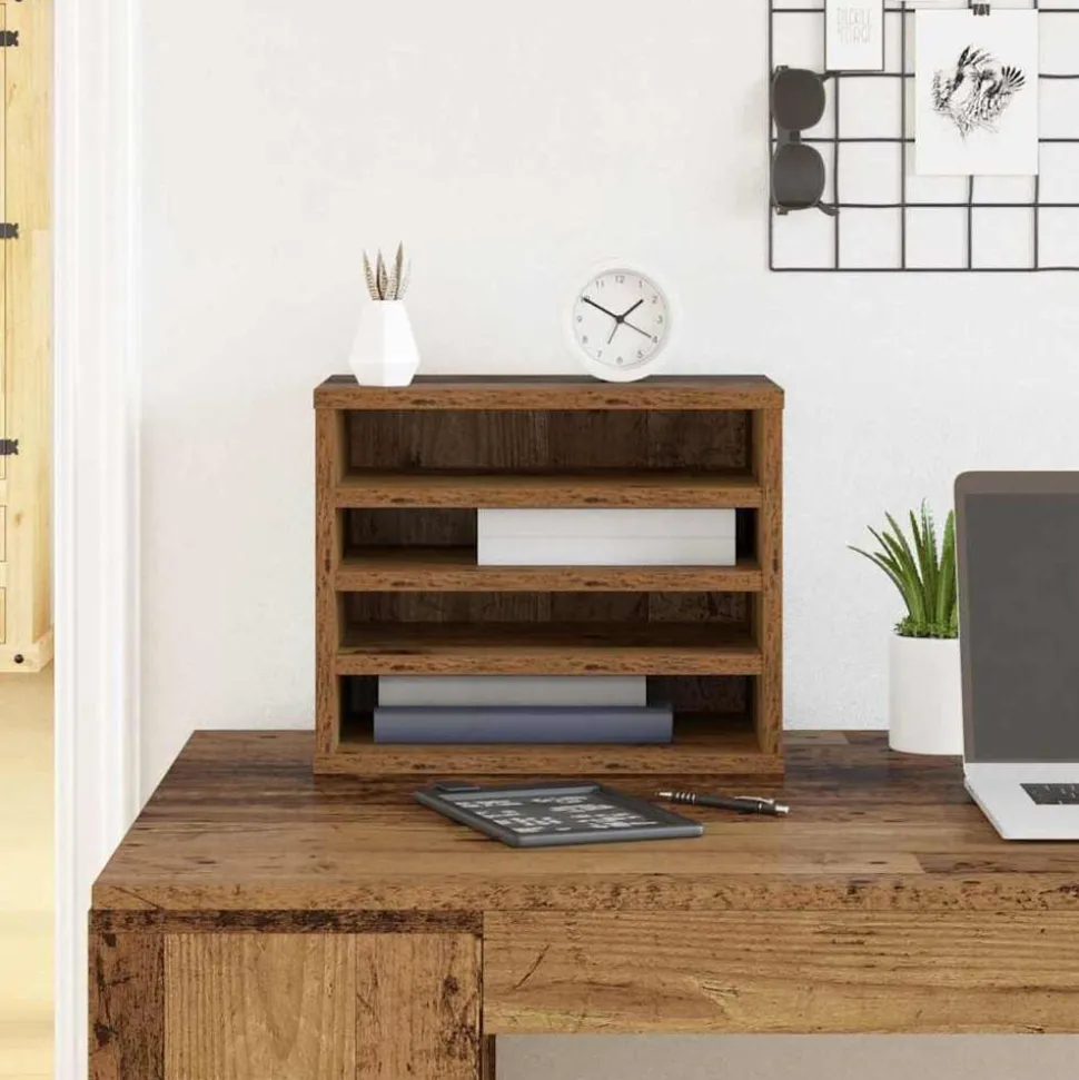 vidaXL Organiseur de bureau Bois ancien 36 x 26 x 29,5 cm