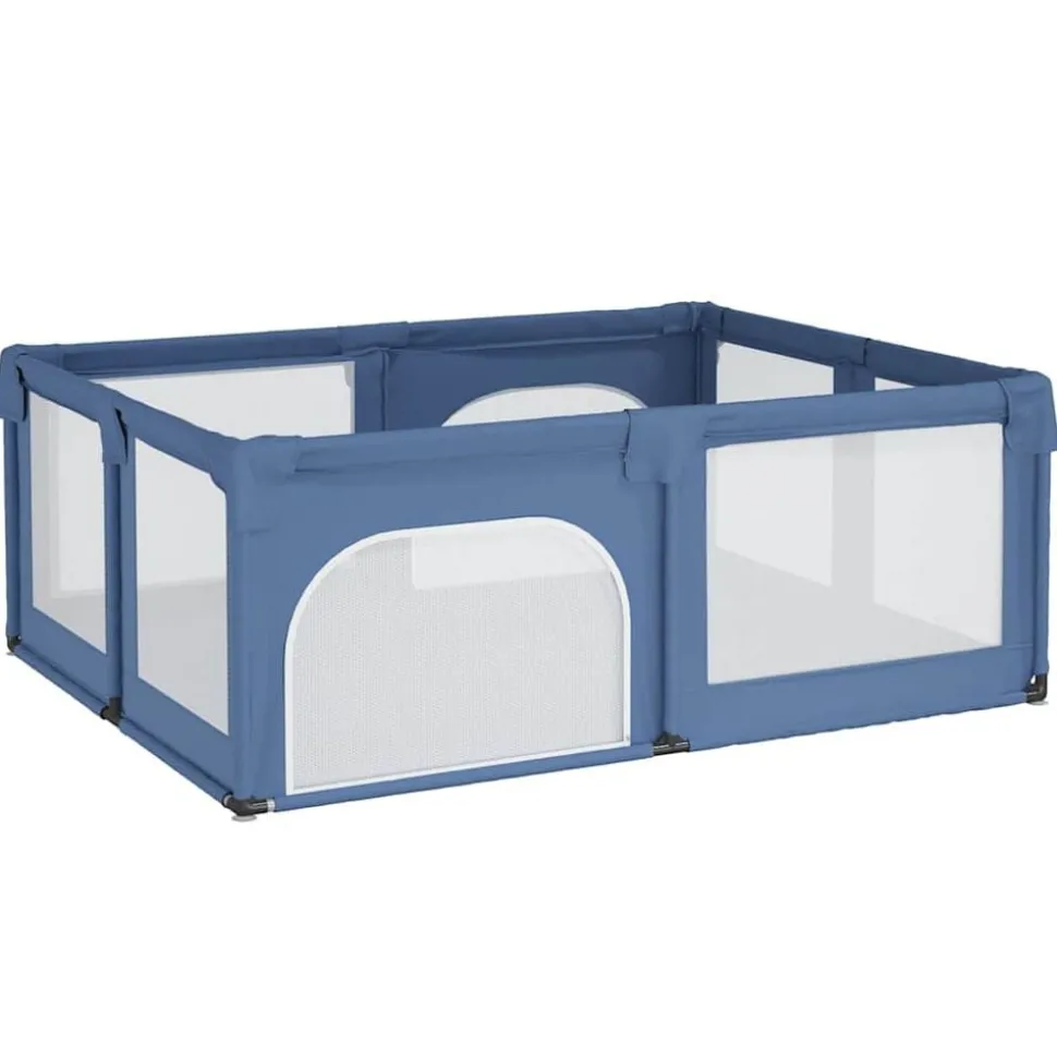 vidaXL Parc pour bébé avec 2 portes Bleu clair Tissu Oxford