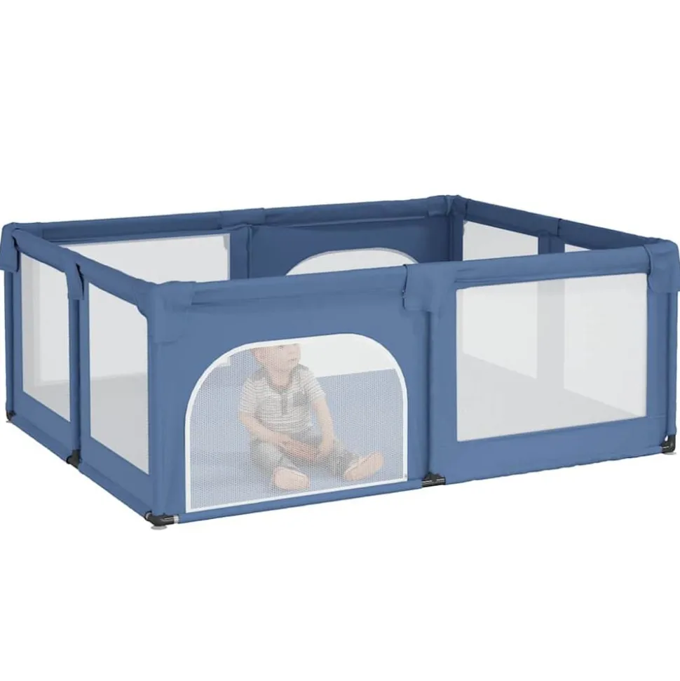 vidaXL Parc pour bébé avec 2 portes Bleu clair Tissu Oxford