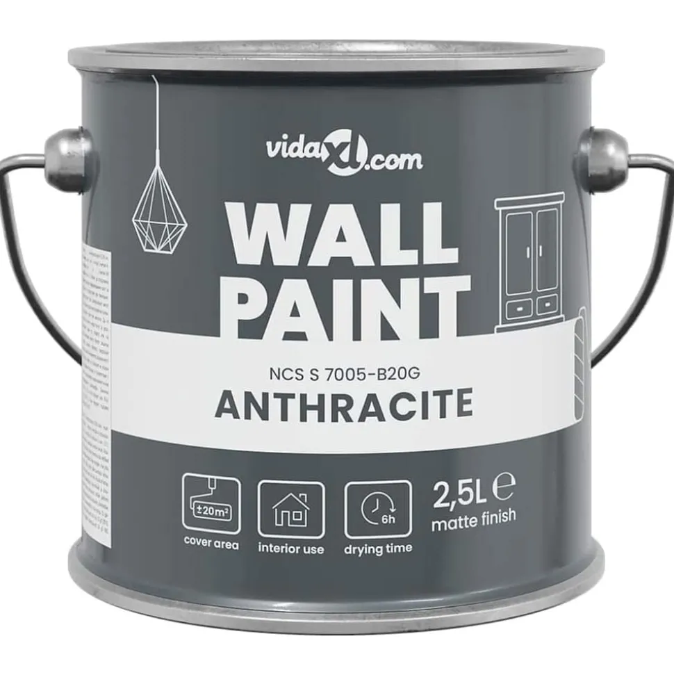 vidaXL Peinture murale Gris 2,5 L Impression murale