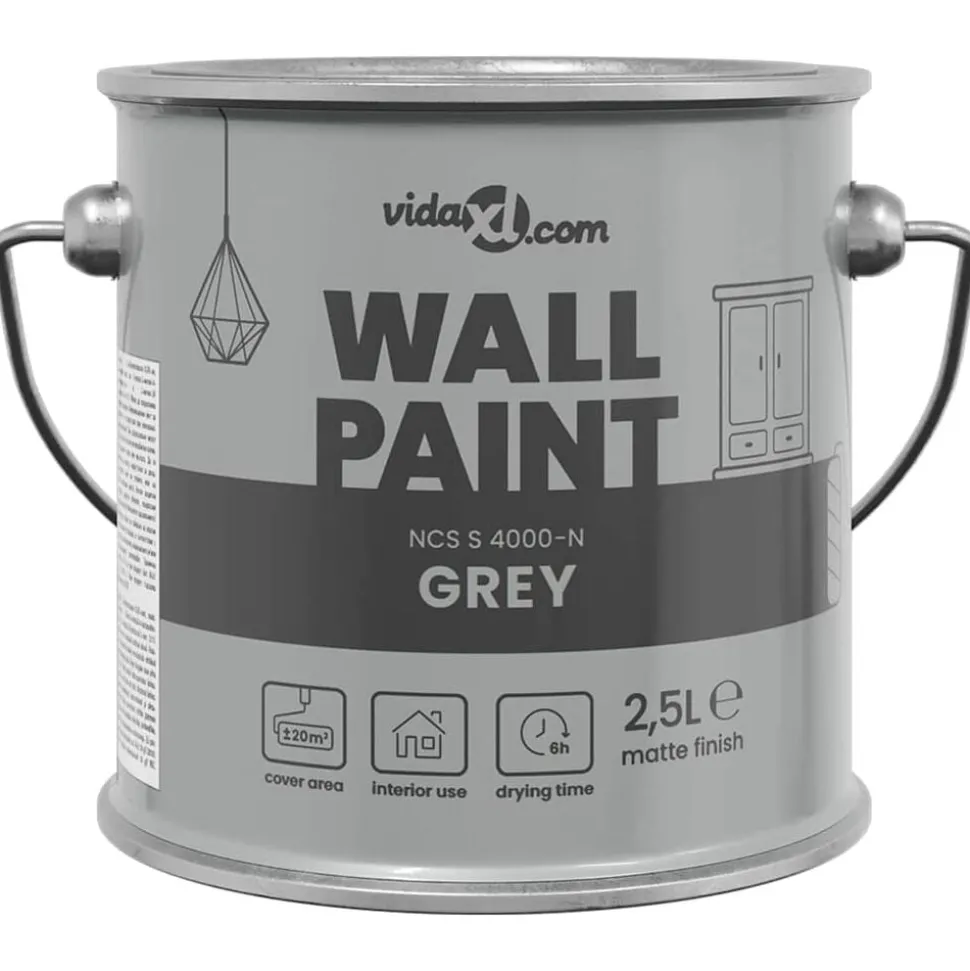 vidaXL Peinture murale Gris 2,5 L Impression murale