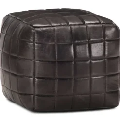 vidaXL Pouf 40 x 40 x 40 cm Noir Cuir véritable de chèvre