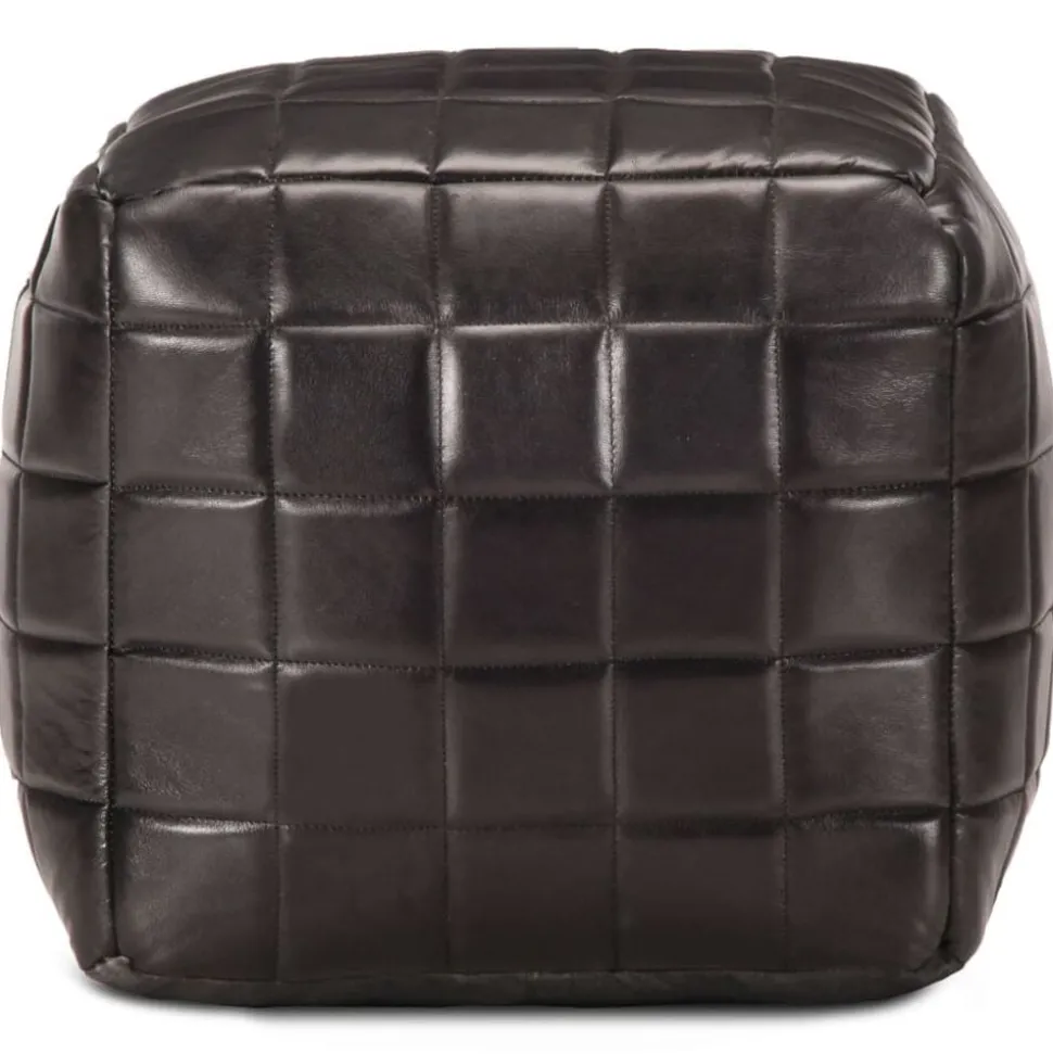 vidaXL Pouf 40 x 40 x 40 cm Noir Cuir véritable de chèvre