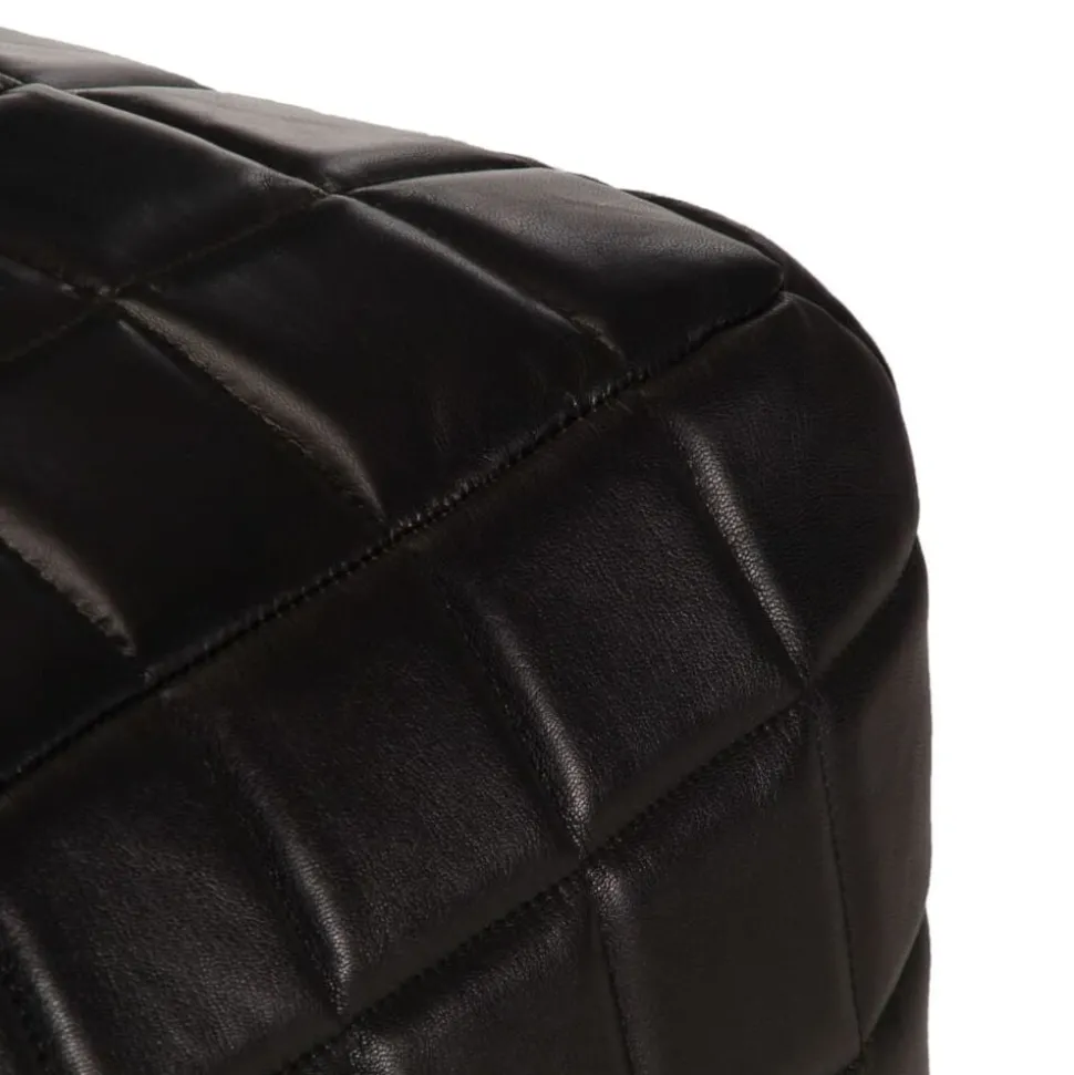 vidaXL Pouf 40 x 40 x 40 cm Noir Cuir véritable de chèvre