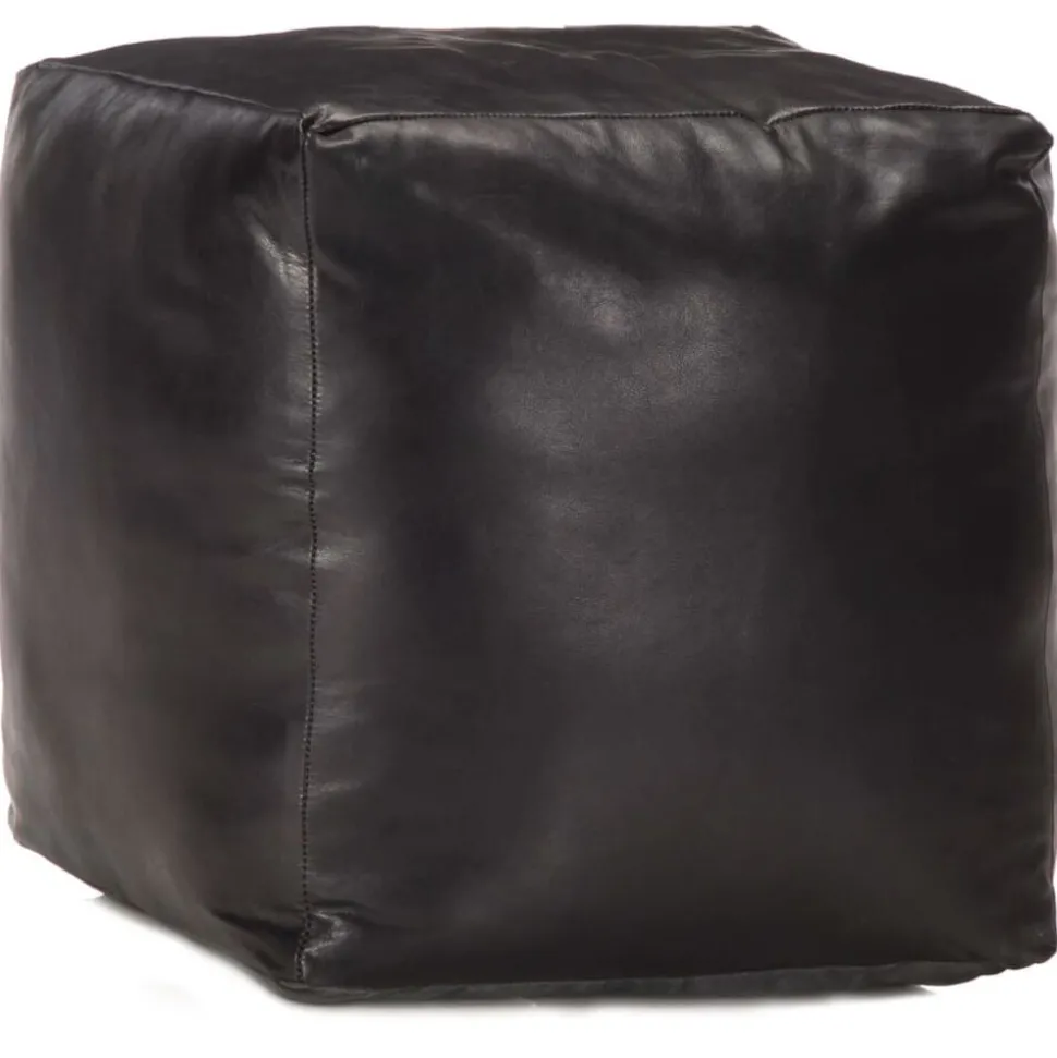 vidaXL Pouf 40 x 40 x 40 cm Noir Cuir véritable de chèvre