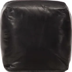 vidaXL Pouf 40 x 40 x 40 cm Noir Cuir véritable de chèvre