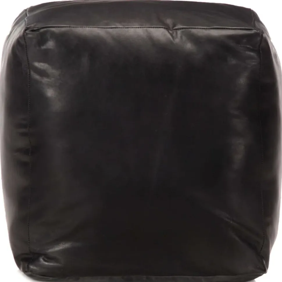 vidaXL Pouf 40 x 40 x 40 cm Noir Cuir véritable de chèvre