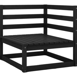vidaXL Salon de jardin 3 pcs noir bois de pin massif