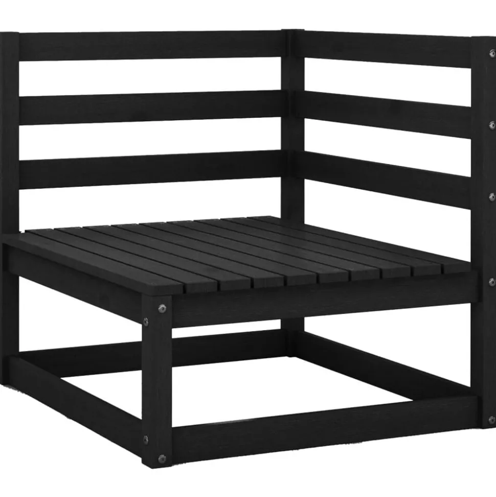 vidaXL Salon de jardin 3 pcs noir bois de pin massif