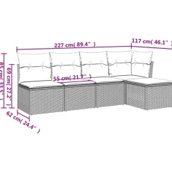 vidaXL Salon de jardin avec coussins 5 pcs beige résine tressée
