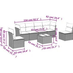 vidaXL Salon de jardin avec coussins 7 pcs beige résine tressée