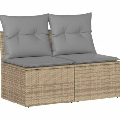vidaXL Salon de jardin avec coussins 2 pcs beige résine tressée acacia