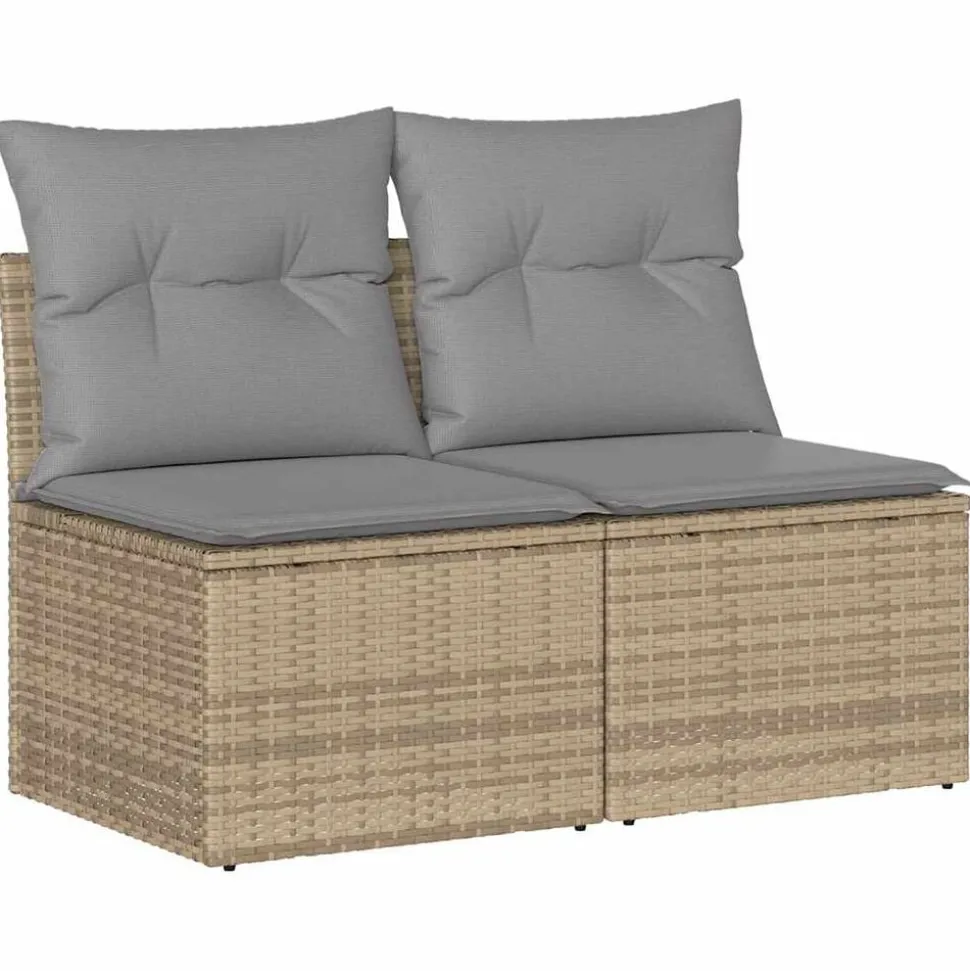 vidaXL Salon de jardin avec coussins 2 pcs beige résine tressée acacia
