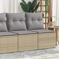 vidaXL Salon de jardin avec coussins 2 pcs beige résine tressée acacia