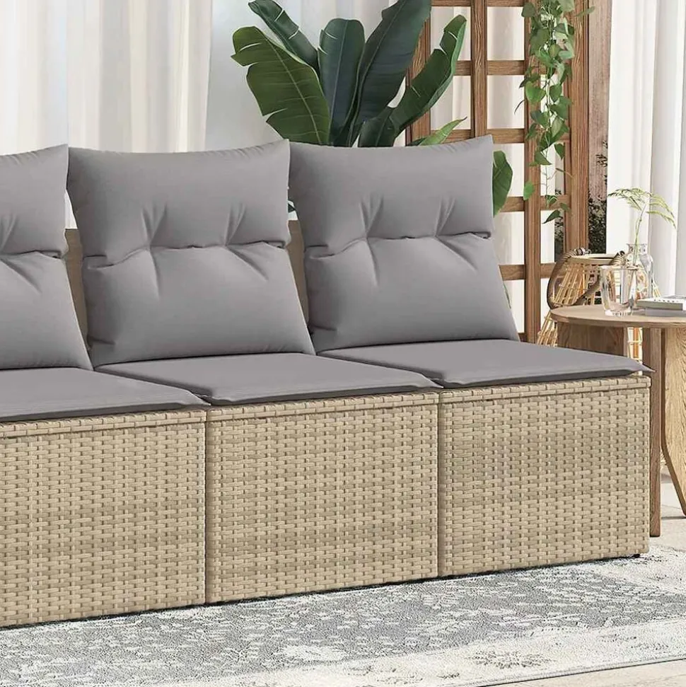 vidaXL Salon de jardin avec coussins 2 pcs beige résine tressée acacia