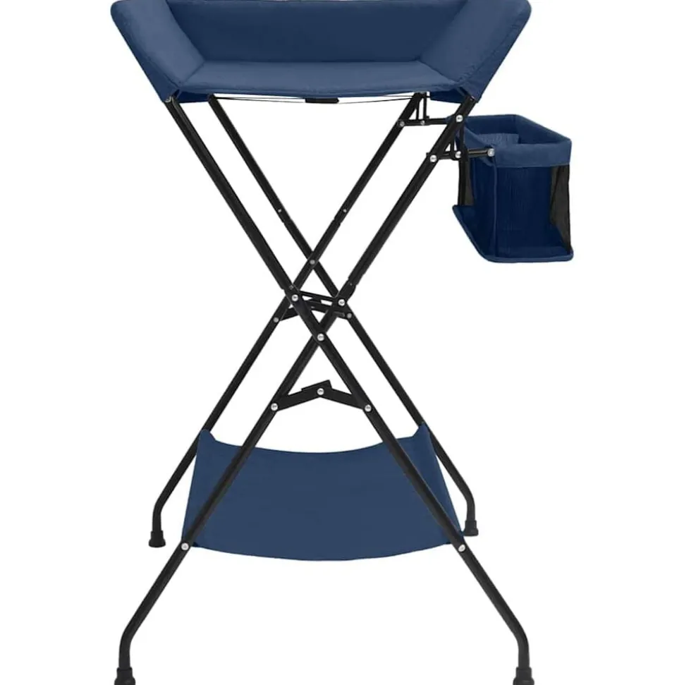 vidaXL Table à langer Bleu marine Fer