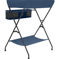 vidaXL Table à langer Bleu marine Fer