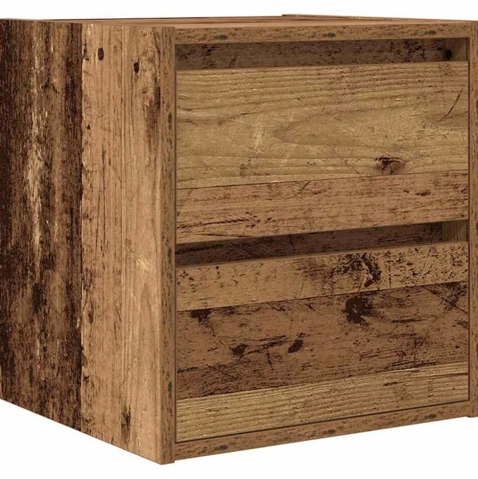 vidaXL Table de chevet murale vieux bois 38x34x40 cm