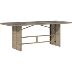vidaXL Table de jardin dessus en verre beige 190x80x74 cm