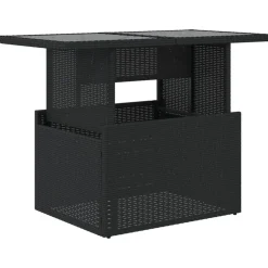 vidaXL Table de jardin dessus en verre noir 100x55x73cm résine tressée
