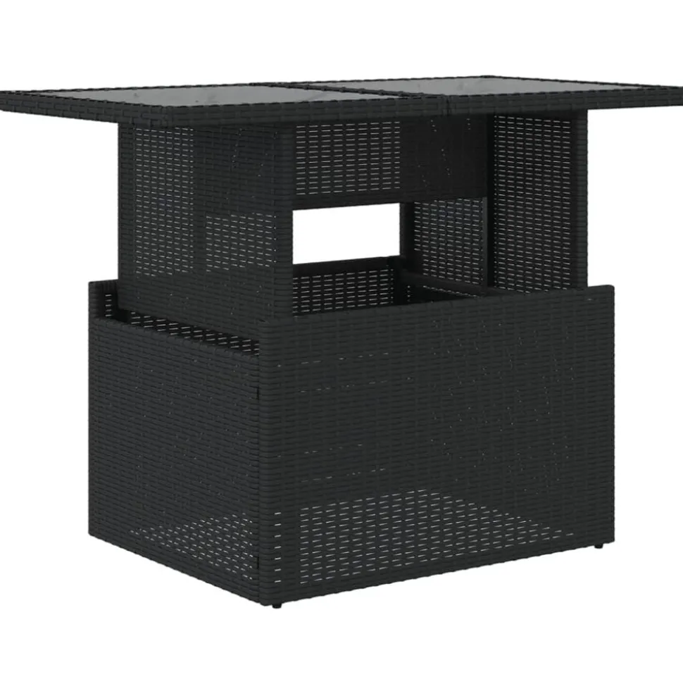 vidaXL Table de jardin dessus en verre noir 100x55x73cm résine tressée