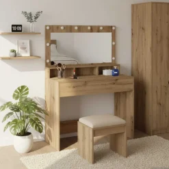 vidaXL Table de Toilette avec miroir Chêne artisanal 100 x 41 x 135 cm