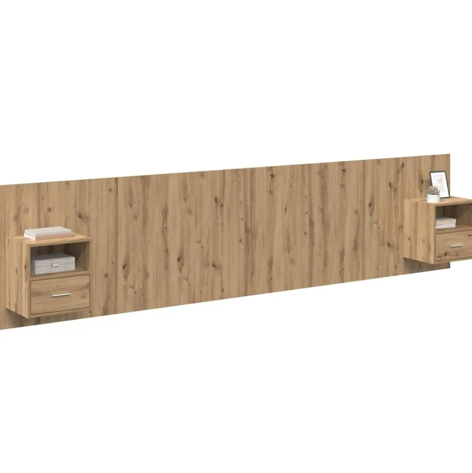 vidaXL Tête de lit avec armoire avec tiroir 3 pcs Chêne artisanal