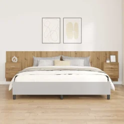 vidaXL Tête de lit avec armoire avec tiroir 3 pcs Chêne artisanal