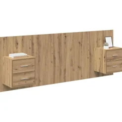 vidaXL Tête de lit avec armoire avec tiroir 3 pcs Chêne artisanal